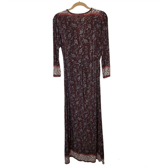 ACE Fashion Size L Maxi Boho Dress Bead Embellished 3/4 Sleeve Paisley V Neck - Picture 2 of 10